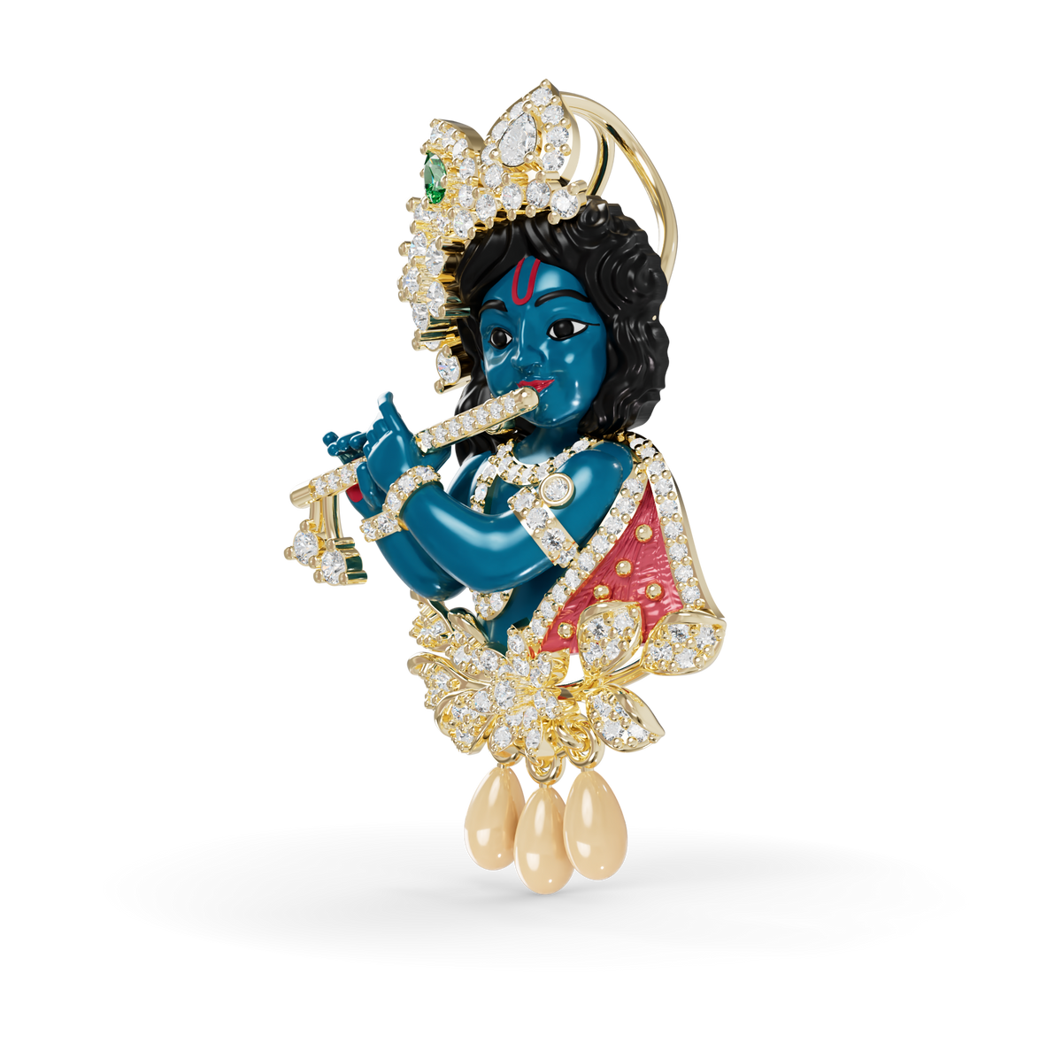 Guru Jewel's Celestial Krishna Diamond & Gem-Studded Pendant for Her