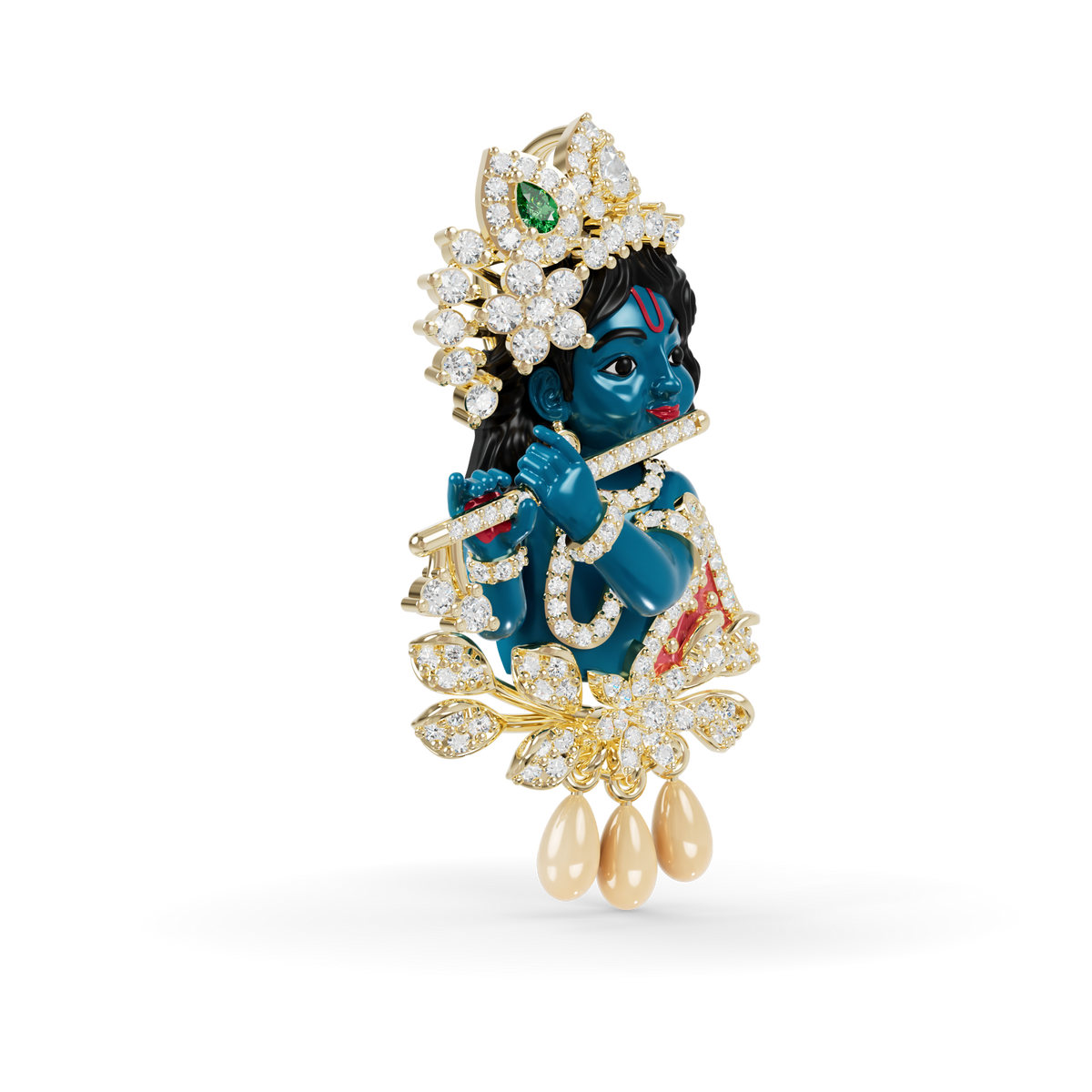 Guru Jewel's Celestial Krishna Diamond & Gem-Studded Pendant for Her