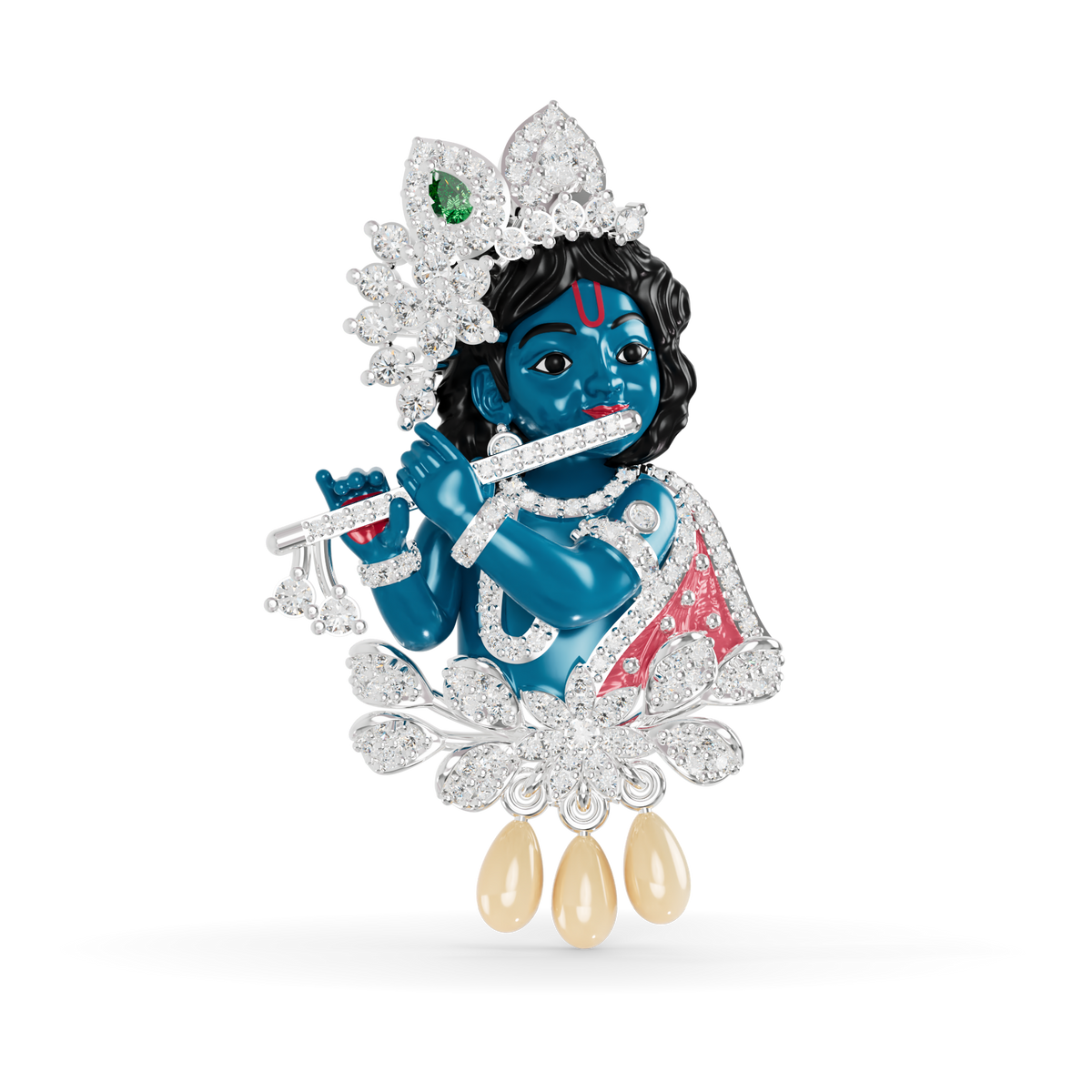 Guru Jewel's Celestial Krishna Diamond & Gem-Studded Pendant for Her