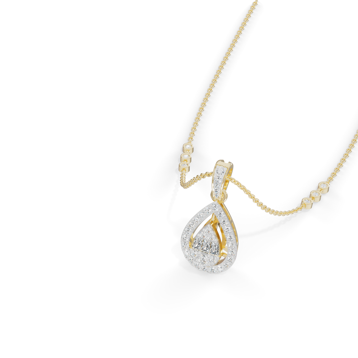 Guru Jewel's Bright Station Chain  Simple Pear-Shaped Pendant for Her