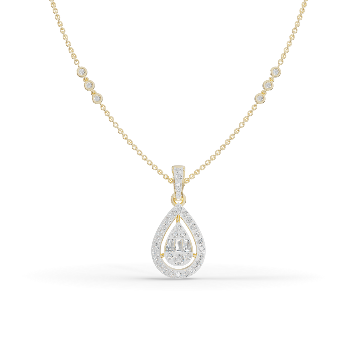 Guru Jewel's Bright Station Chain  Simple Pear-Shaped Pendant for Her