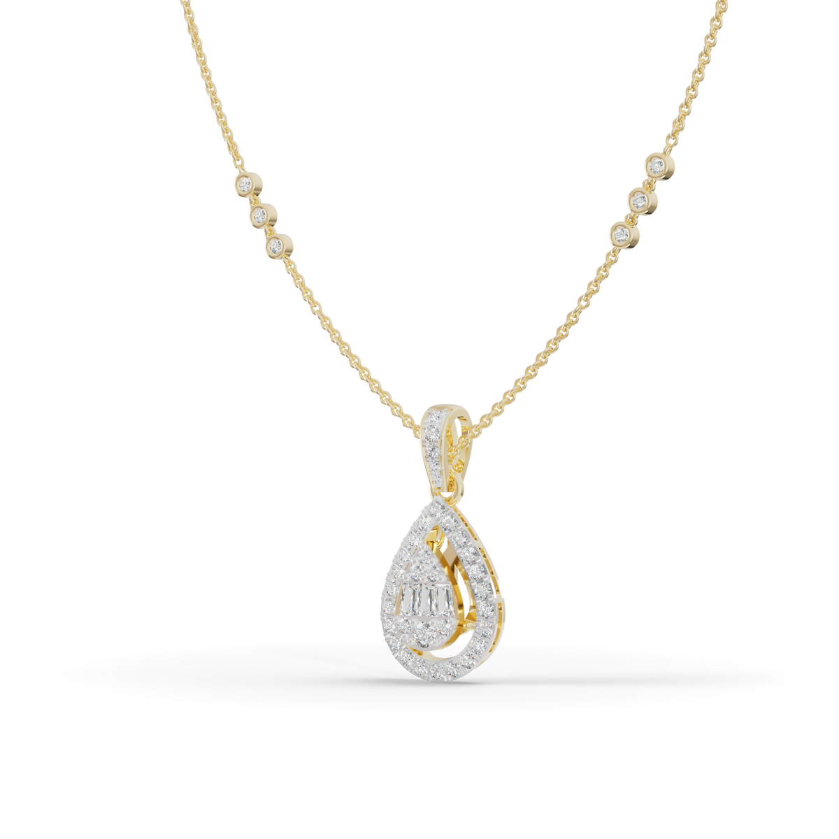 Guru Jewel's Bright Station Chain  Simple Pear-Shaped Pendant for Her