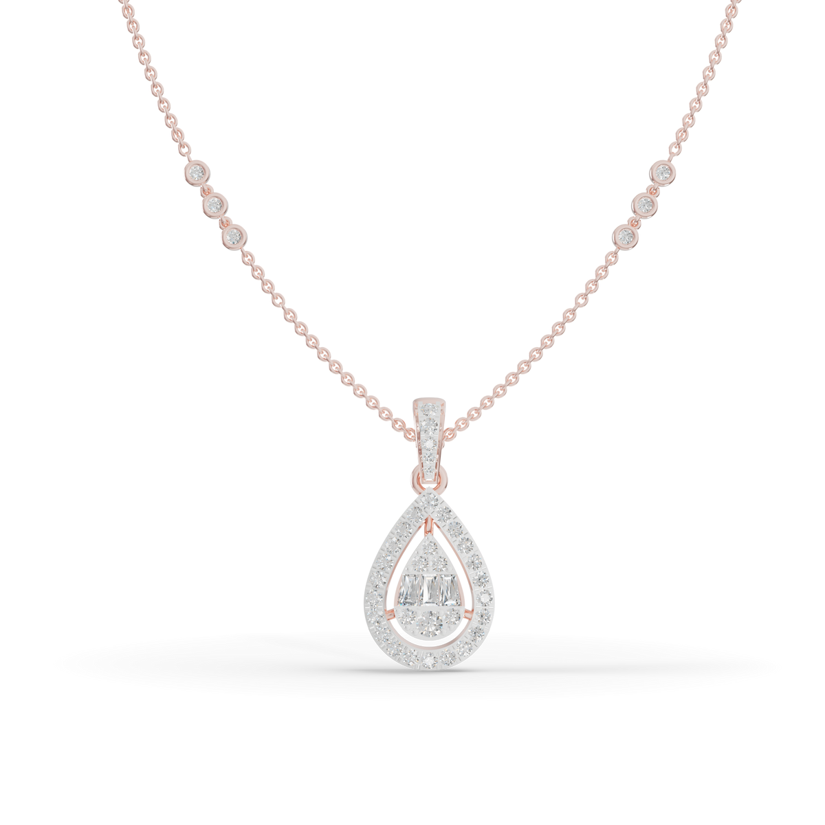 Guru Jewel's Bright Station Chain  Simple Pear-Shaped Pendant for Her