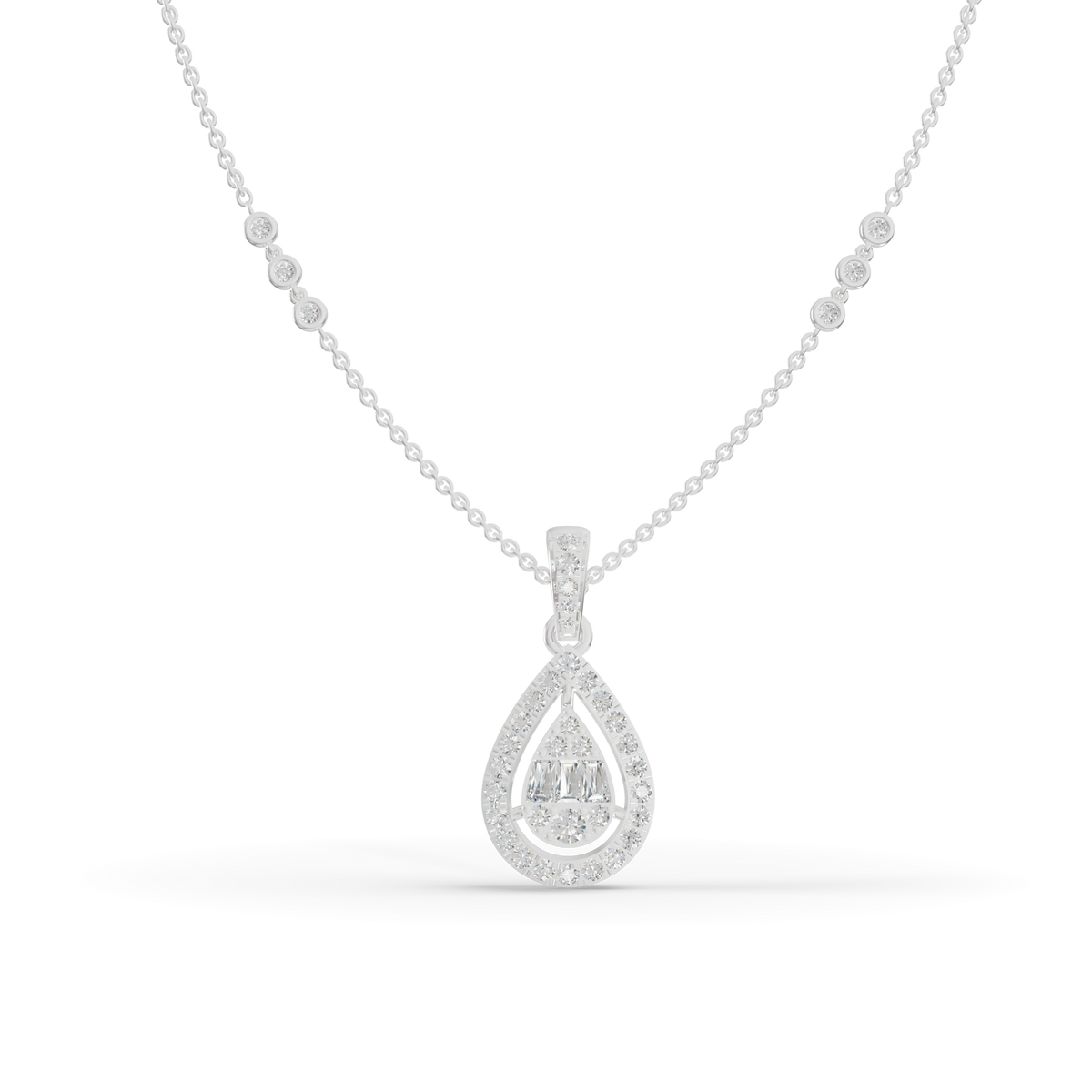Guru Jewel's Bright Station Chain  Simple Pear-Shaped Pendant for Her