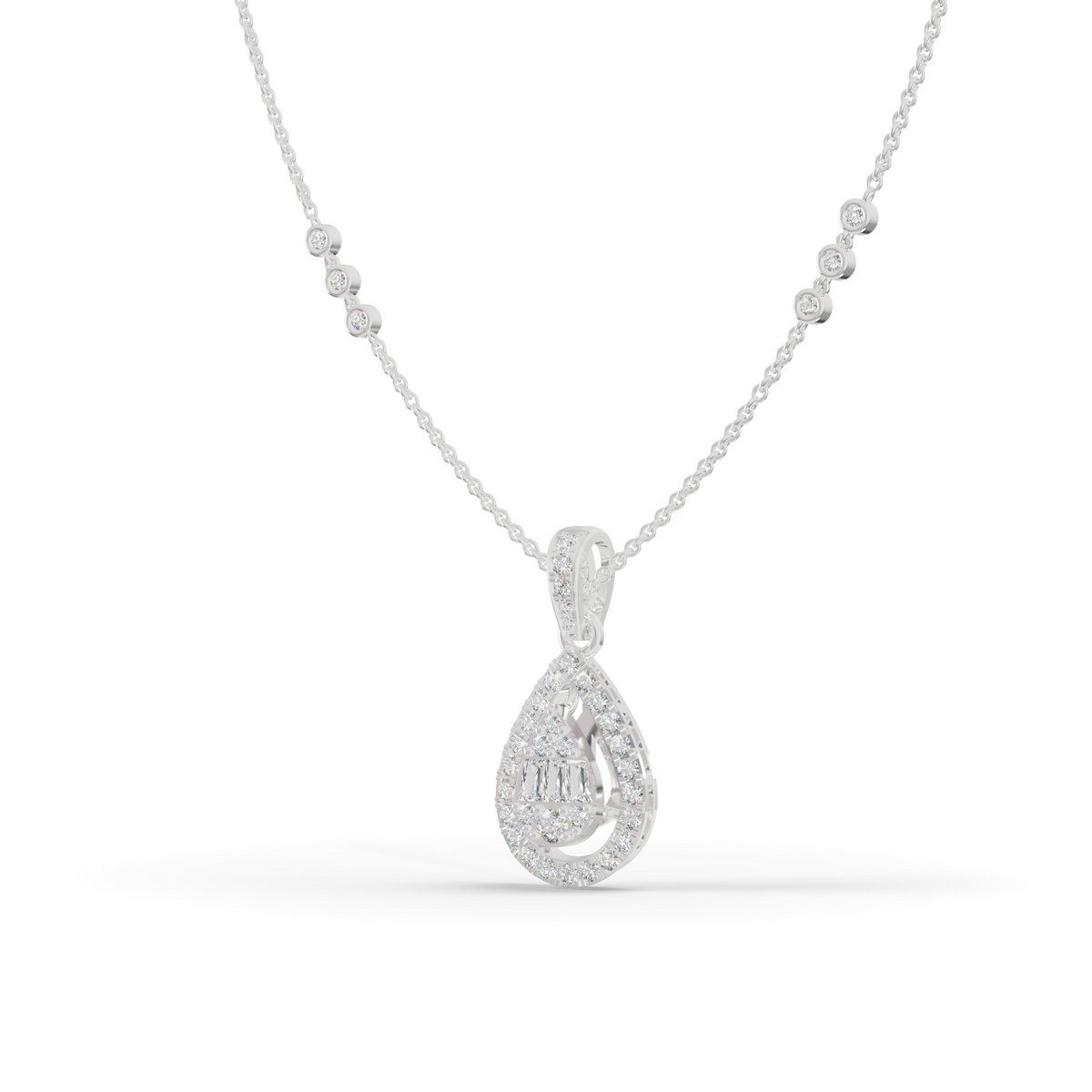 Guru Jewel's Bright Station Chain  Simple Pear-Shaped Pendant for Her