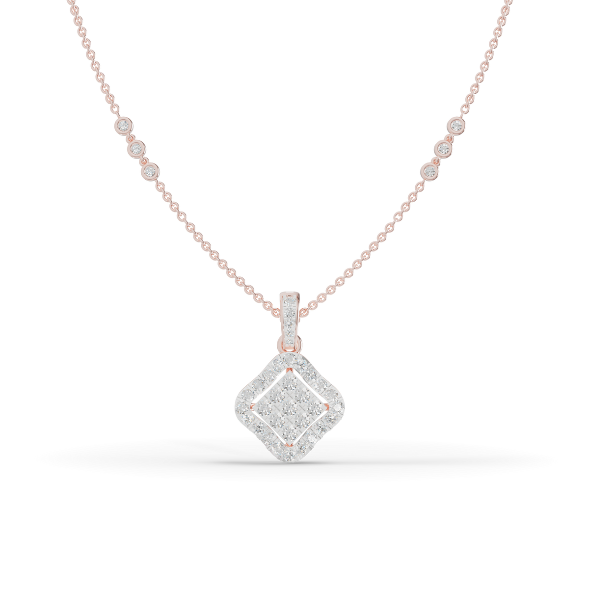 Guru Jewel's Bright Pave Accents with  Pretty Framed Square Pendant for Her