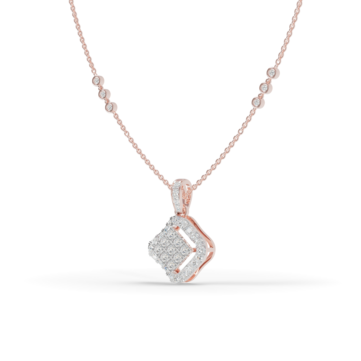 Guru Jewel's Bright Pave Accents with  Pretty Framed Square Pendant for Her