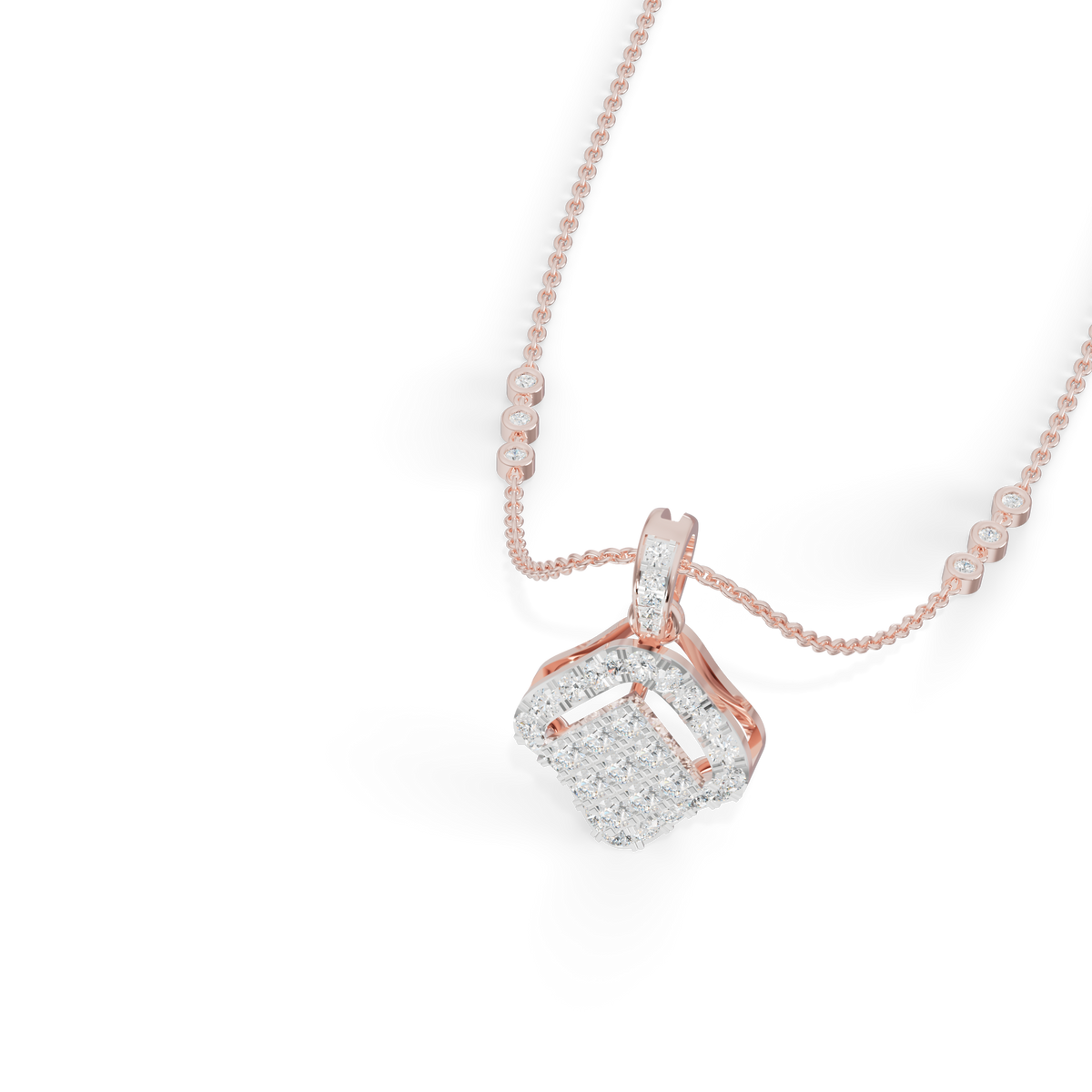 Guru Jewel's Bright Pave Accents with  Pretty Framed Square Pendant for Her