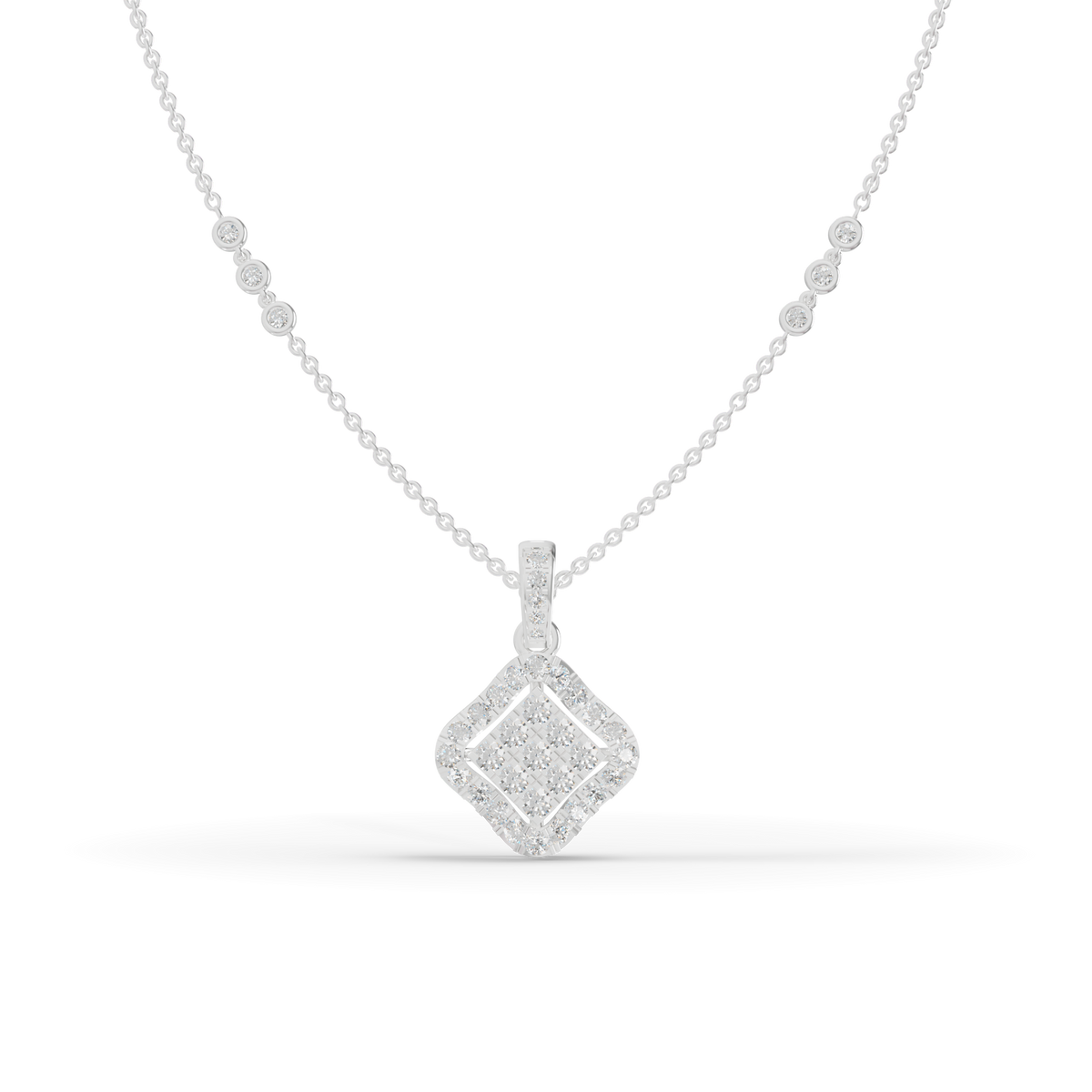 Guru Jewel's Bright Pave Accents with  Pretty Framed Square Pendant for Her