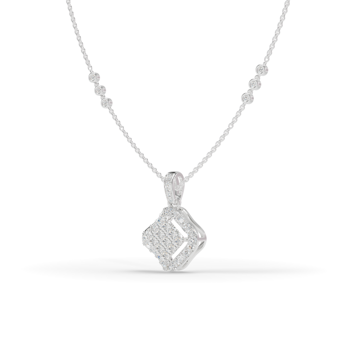 Guru Jewel's Bright Pave Accents with  Pretty Framed Square Pendant for Her