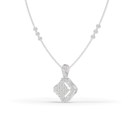 Guru Jewel's Bright Pave Accents with  Pretty Framed Square Pendant for Her