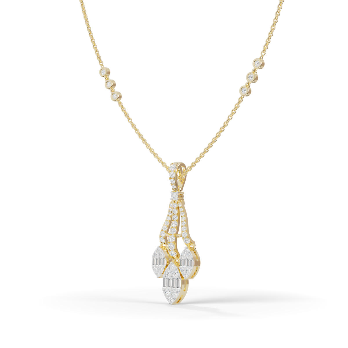Guru Jewel's Sparkling Gemstone Accents with Sophisticated Multi-Drop Silver Pendant for Her