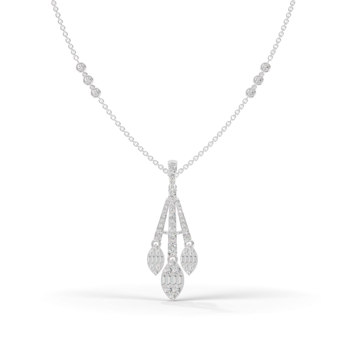 Guru Jewel's Sparkling Gemstone Accents with Sophisticated Multi-Drop Silver Pendant for Her