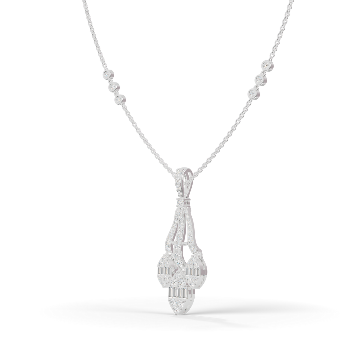 Guru Jewel's Sparkling Gemstone Accents with Sophisticated Multi-Drop Silver Pendant for Her