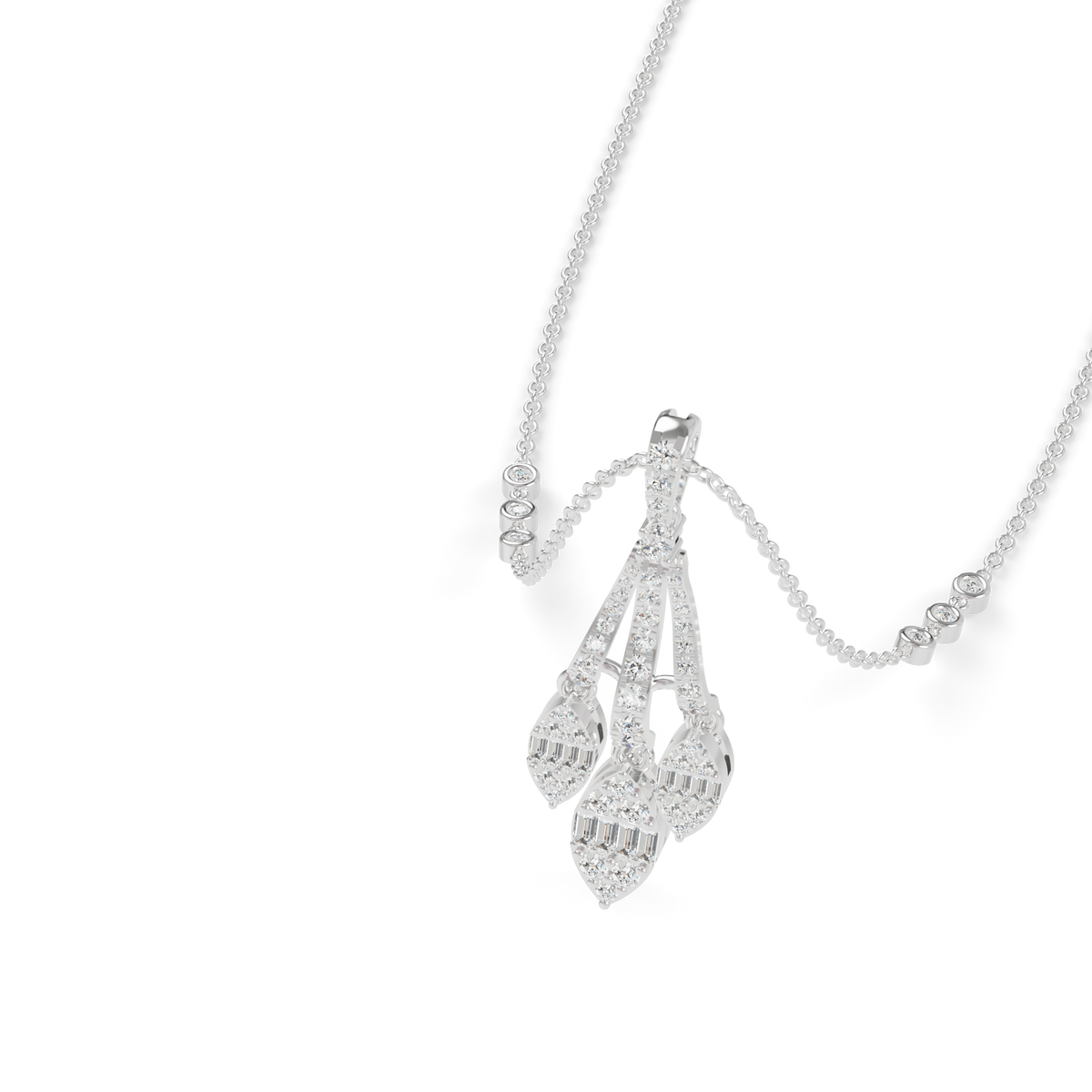 Guru Jewel's Sparkling Gemstone Accents with Sophisticated Multi-Drop Silver Pendant for Her