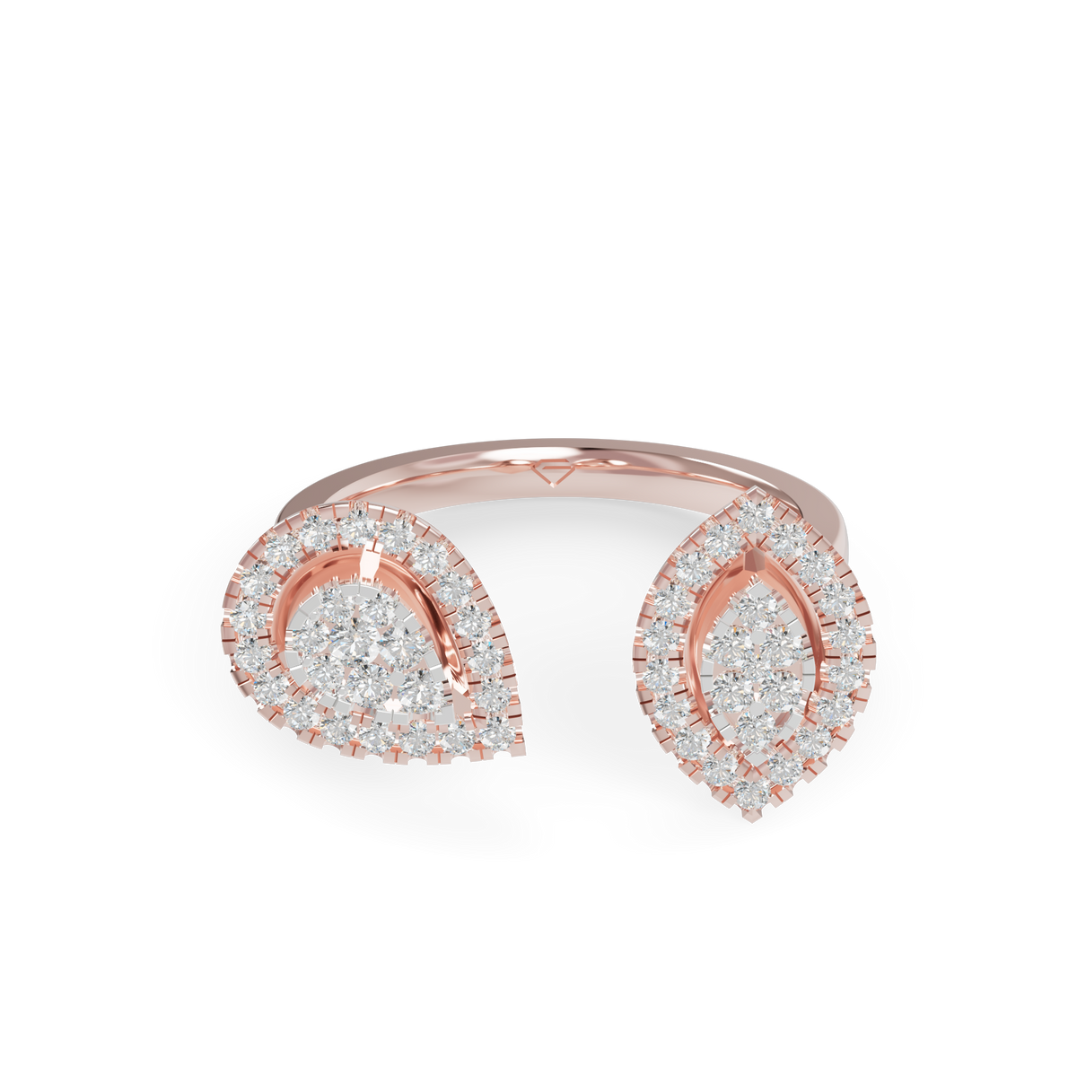 Attractive Twin Style 925 Silver And Diamond Studded Ladies Ring For Her