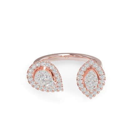 Attractive Twin Style 925 Silver And Diamond Studded Ladies Ring For Her