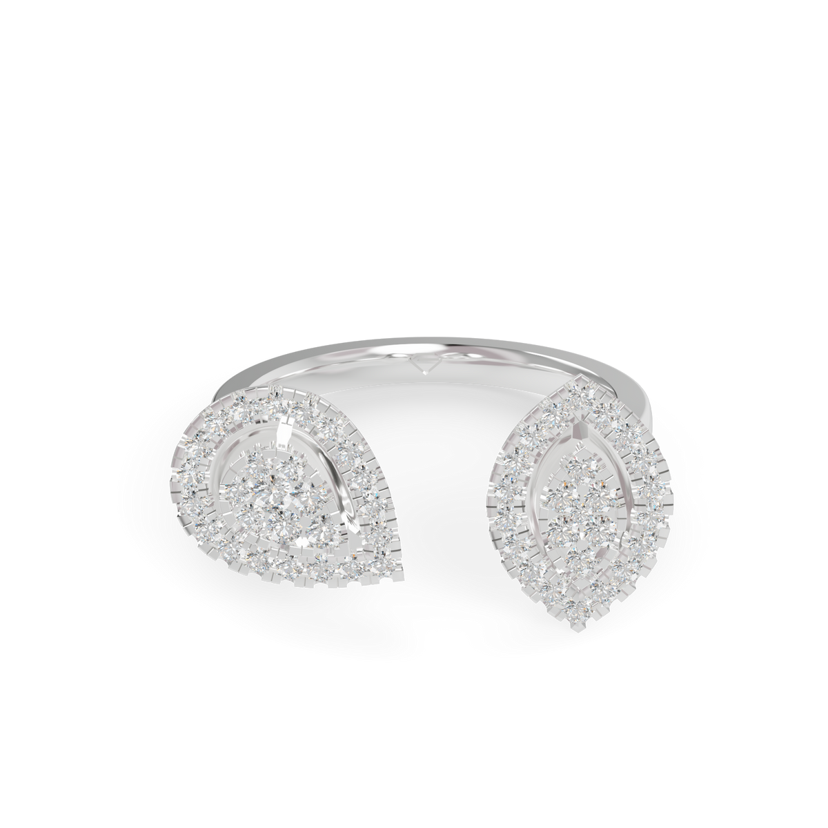 Attractive Twin Style 925 Silver And Diamond Studded Ladies Ring For Her