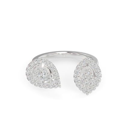 Attractive Twin Style 925 Silver And Diamond Studded Ladies Ring For Her