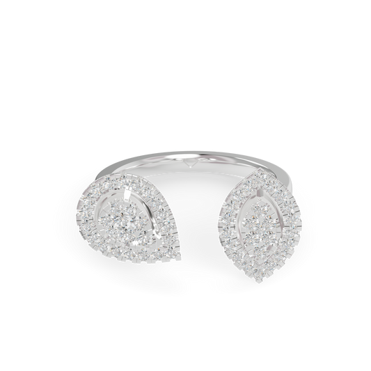 Attractive Twin Style 925 Silver And Diamond Studded Ladies Ring For Her