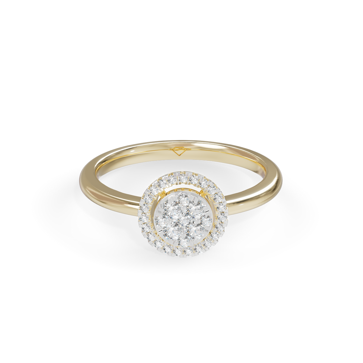 Guru Jewel's Circular Halo and Cluster Diamond Silver Ring for Her