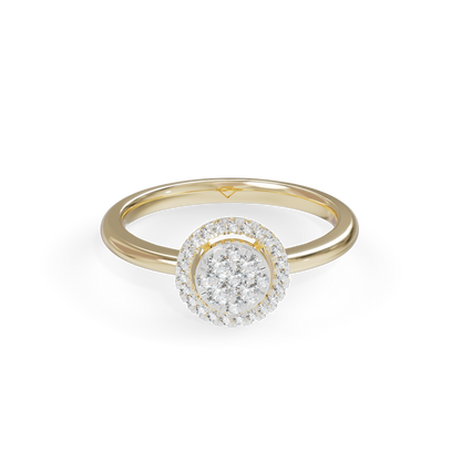 Guru Jewel's Circular Halo and Cluster Diamond Silver Ring for Her