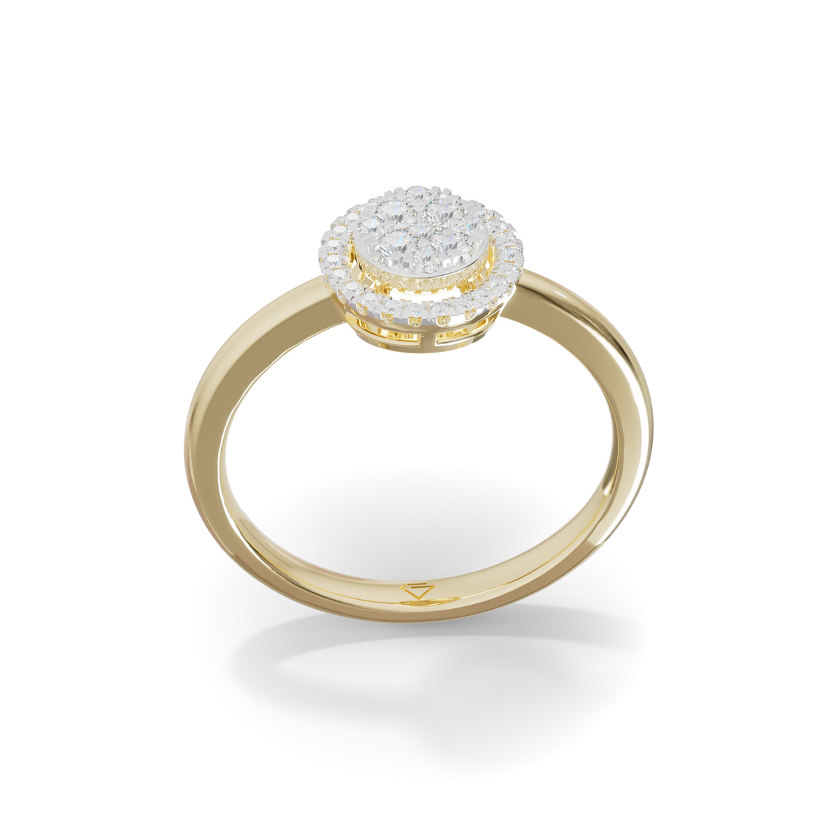 Guru Jewel's Circular Halo and Cluster Diamond Silver Ring for Her