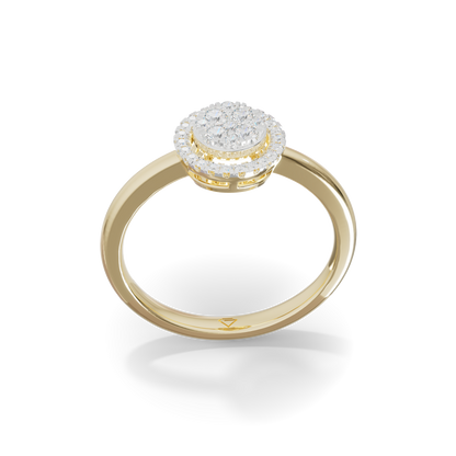 Guru Jewel's Circular Halo and Cluster Diamond Silver Ring for Her