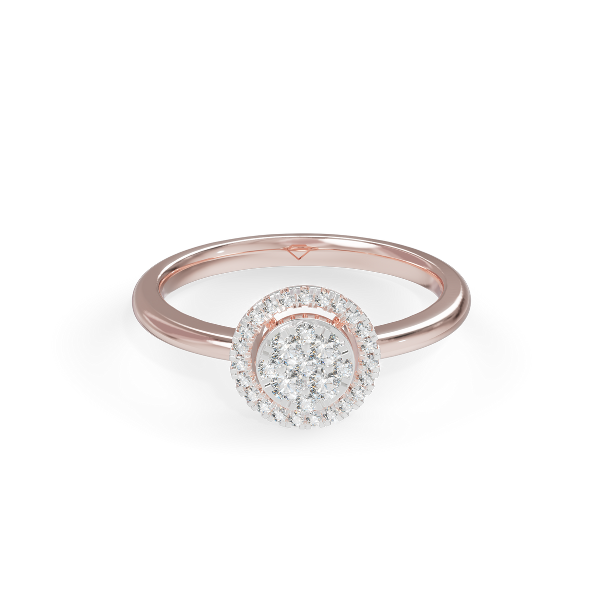 Guru Jewel's Circular Halo and Cluster Diamond Silver Ring for Her