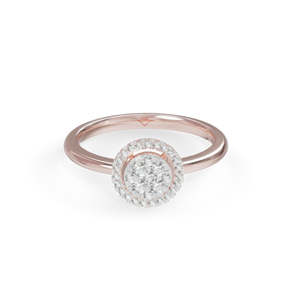 Guru Jewel's Circular Halo and Cluster Diamond Silver Ring for Her