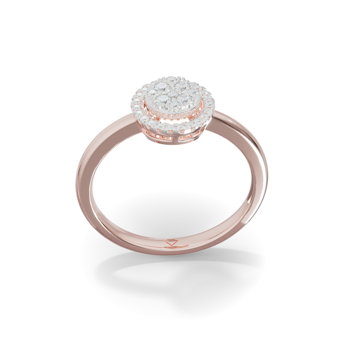 Guru Jewel's Circular Halo and Cluster Diamond Silver Ring for Her