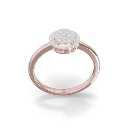 Guru Jewel's Circular Halo and Cluster Diamond Silver Ring for Her