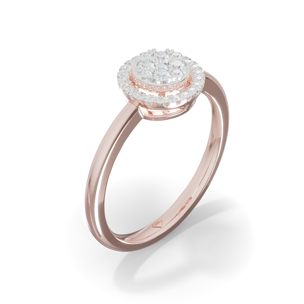 Guru Jewel's Circular Halo and Cluster Diamond Silver Ring for Her