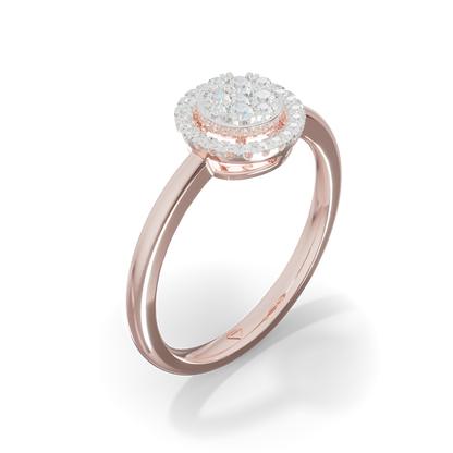 Guru Jewel's Circular Halo and Cluster Diamond Silver Ring for Her