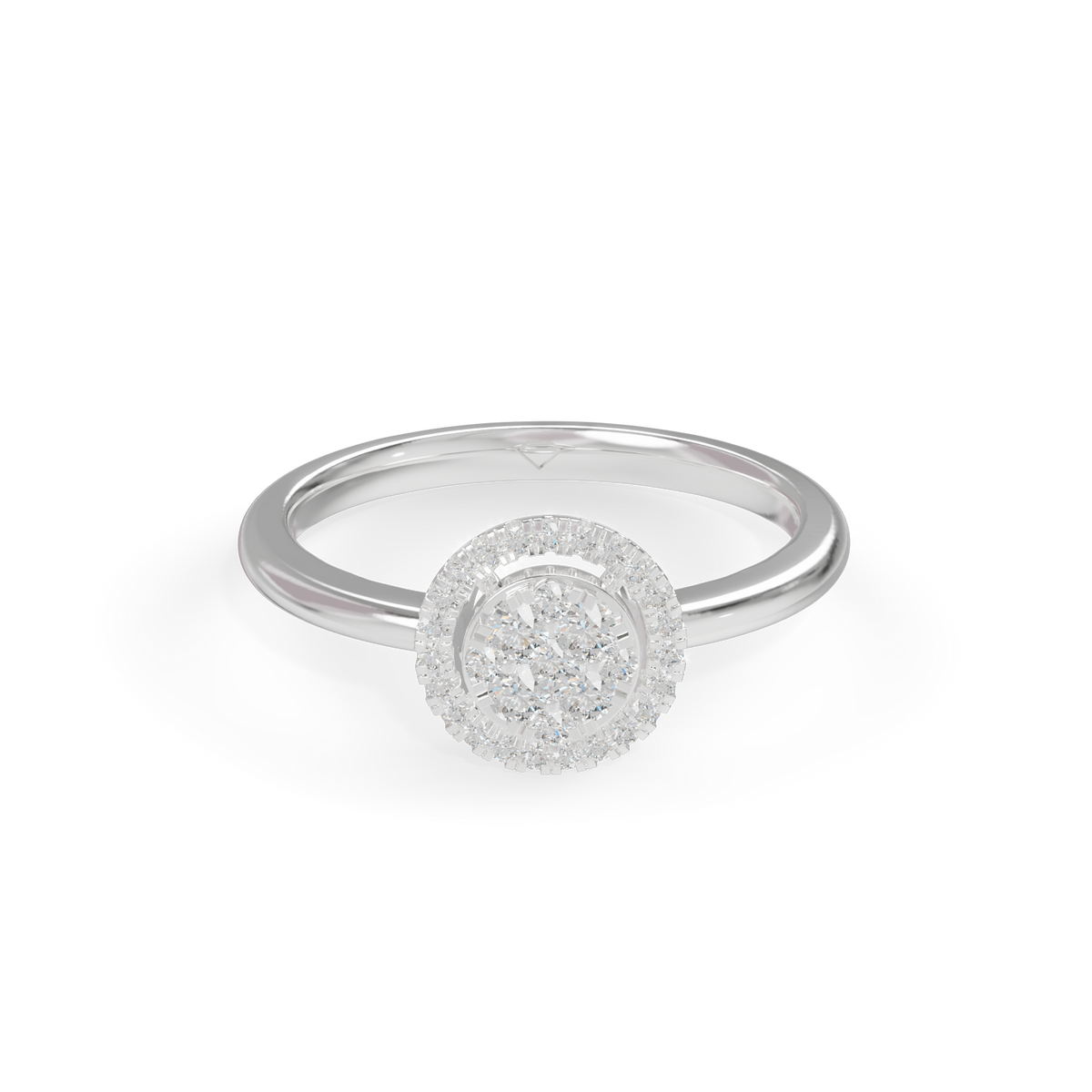 Guru Jewel's Circular Halo and Cluster Diamond Silver Ring for Her