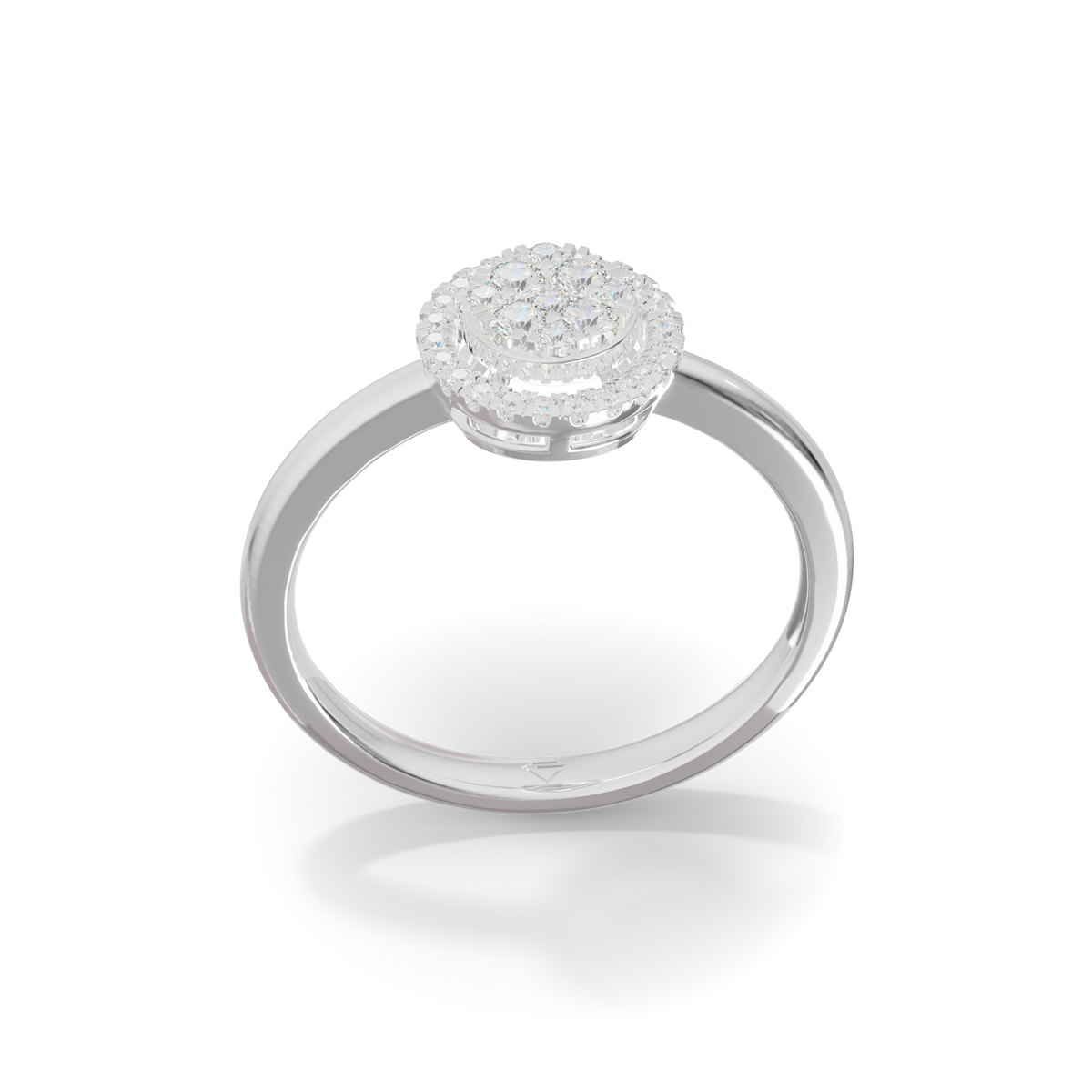 Guru Jewel's Circular Halo and Cluster Diamond Silver Ring for Her