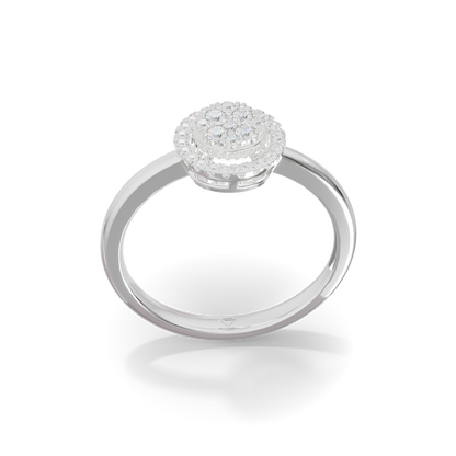 Guru Jewel's Circular Halo and Cluster Diamond Silver Ring for Her