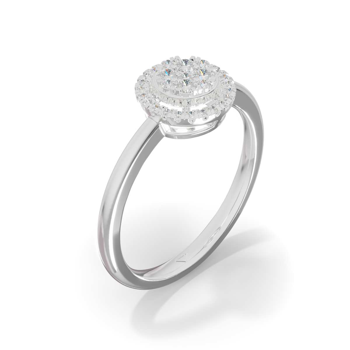 Guru Jewel's Circular Halo and Cluster Diamond Silver Ring for Her