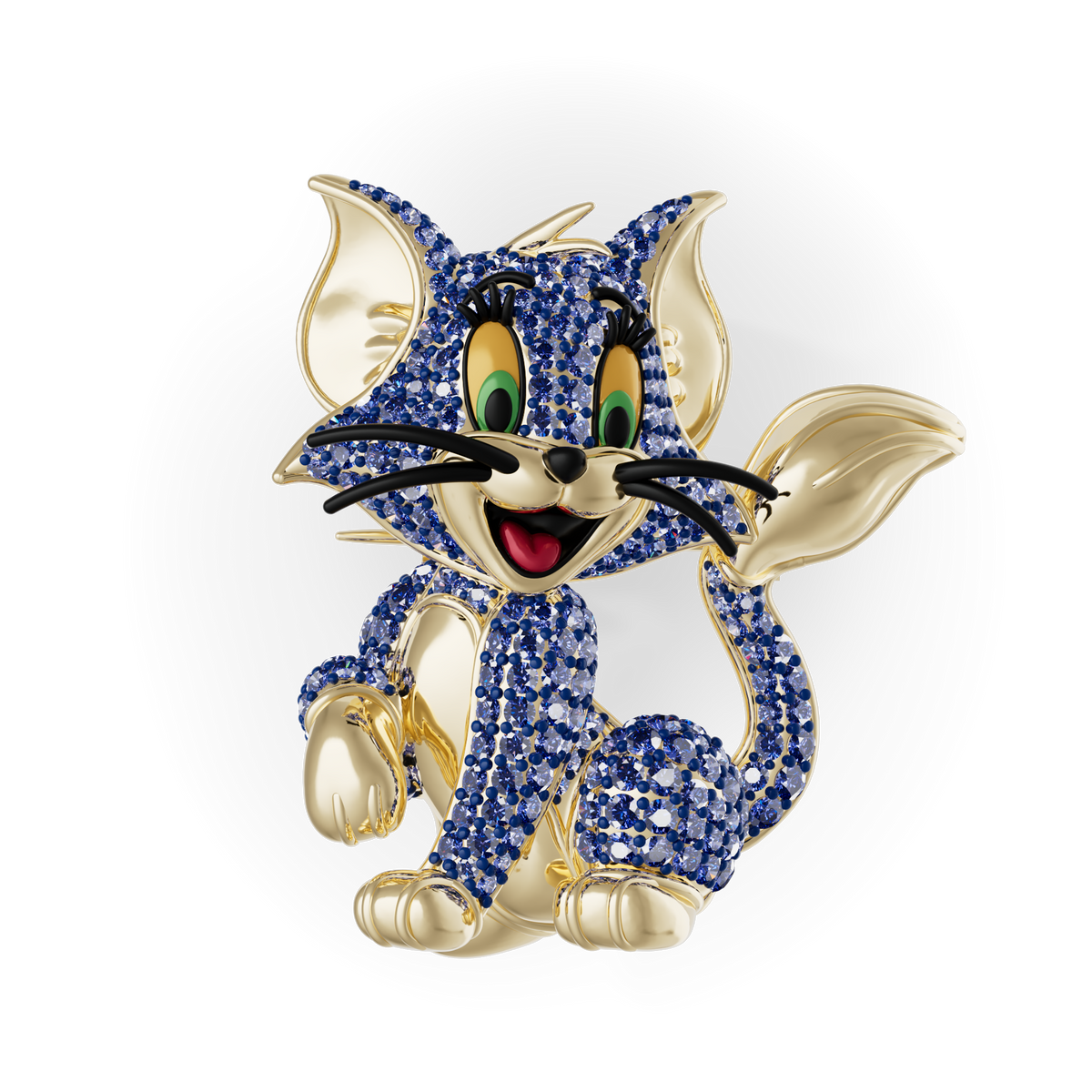 Guru Jewel's Playful Blue Sapphire Crystal Cat Pendant for Her