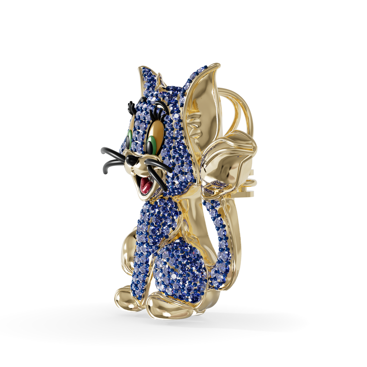 Guru Jewel's Playful Blue Sapphire Crystal Cat Pendant for Her