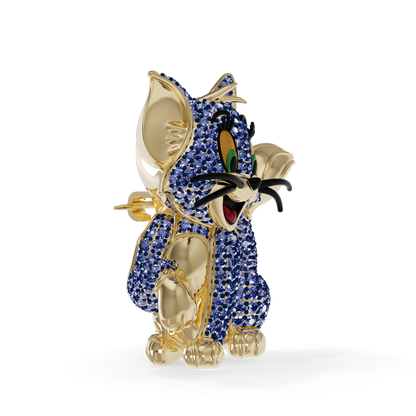 Guru Jewel's Playful Blue Sapphire Crystal Cat Pendant for Her