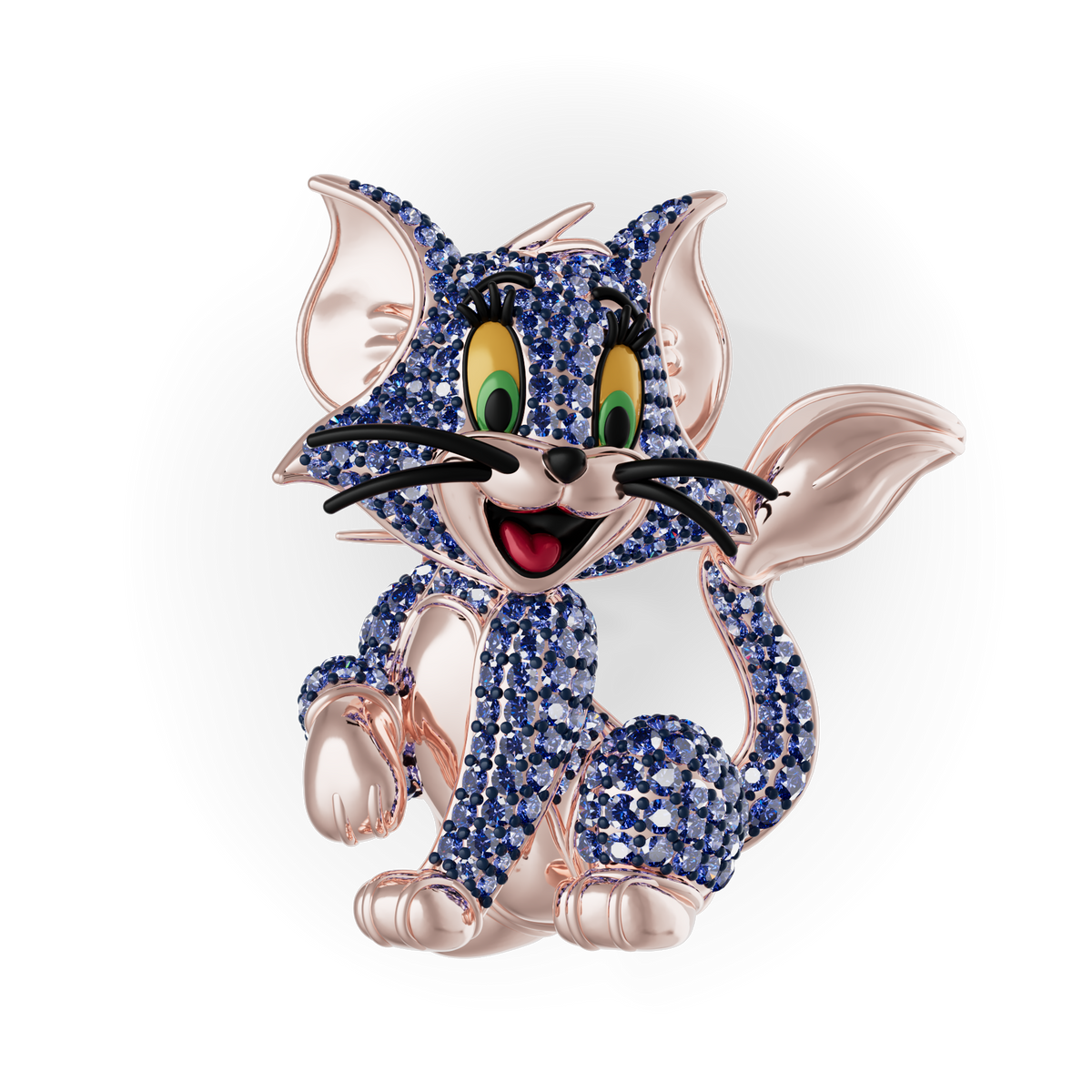 Guru Jewel's Playful Blue Sapphire Crystal Cat Pendant for Her