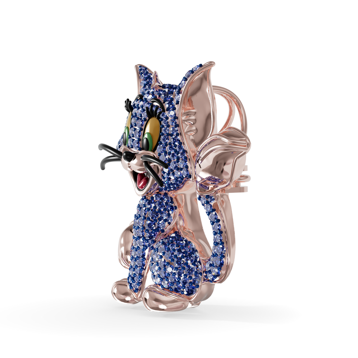Guru Jewel's Playful Blue Sapphire Crystal Cat Pendant for Her