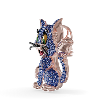 Guru Jewel's Playful Blue Sapphire Crystal Cat Pendant for Her