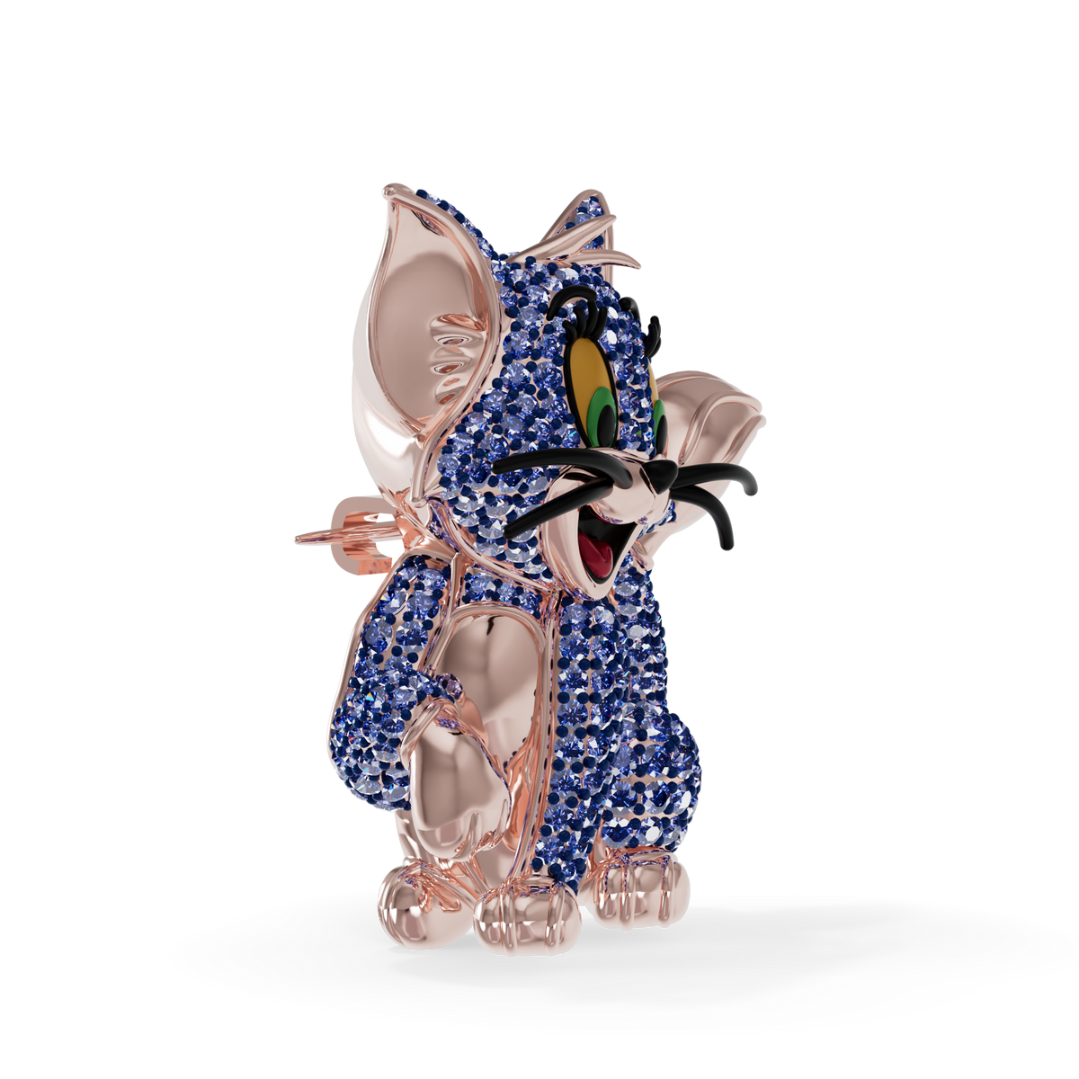 Guru Jewel's Playful Blue Sapphire Crystal Cat Pendant for Her
