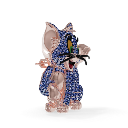 Guru Jewel's Playful Blue Sapphire Crystal Cat Pendant for Her