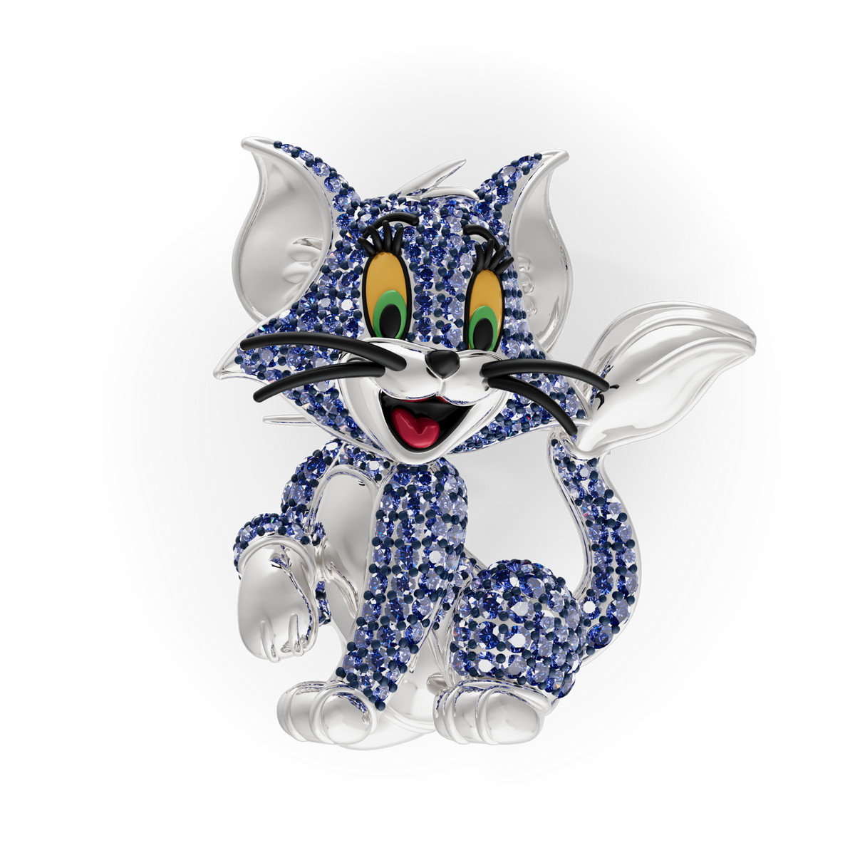 Guru Jewel's Playful Blue Sapphire Crystal Cat Pendant for Her