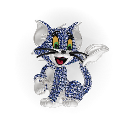 Guru Jewel's Playful Blue Sapphire Crystal Cat Pendant for Her