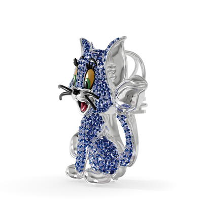 Guru Jewel's Playful Blue Sapphire Crystal Cat Pendant for Her