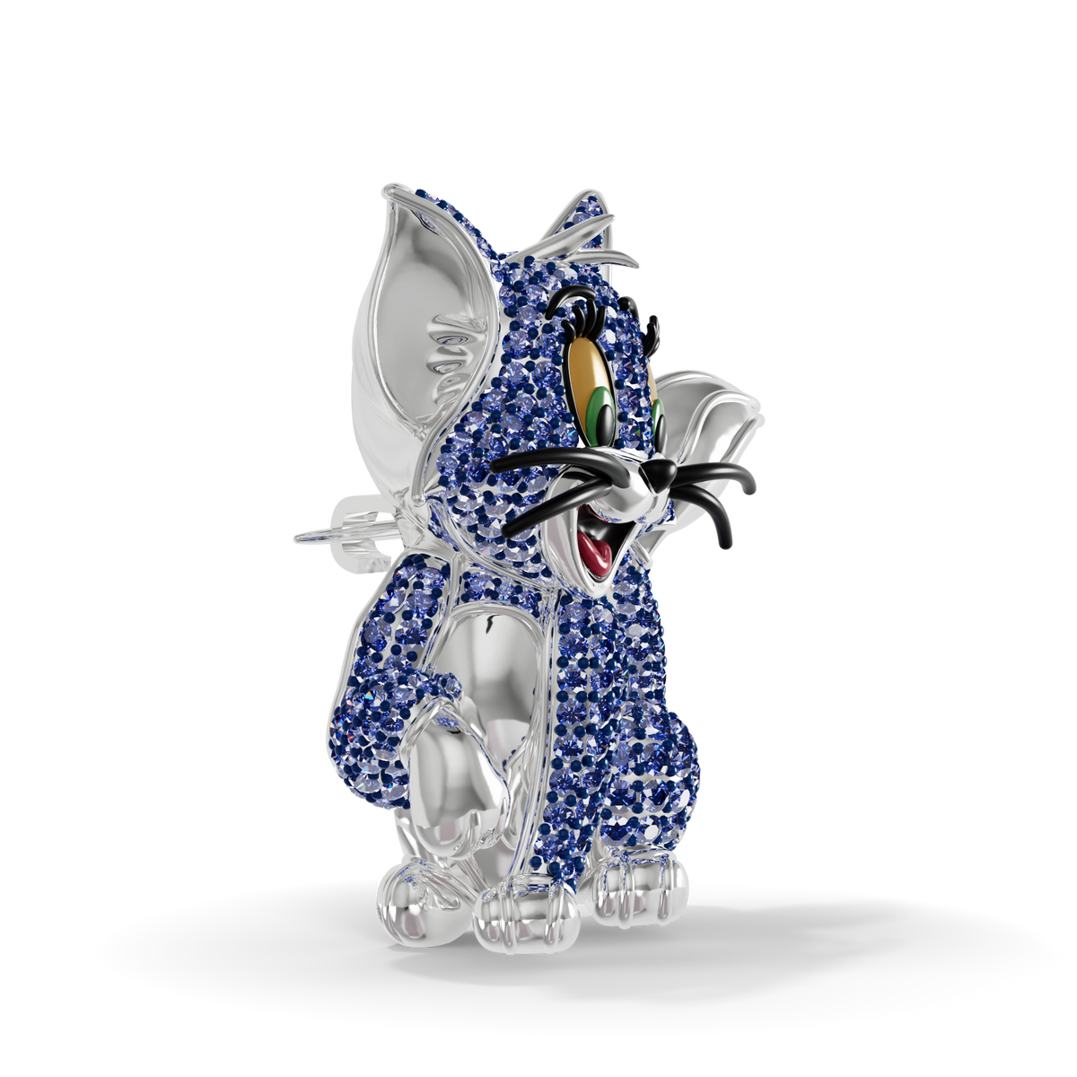 Guru Jewel's Playful Blue Sapphire Crystal Cat Pendant for Her